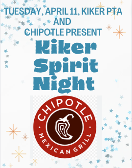 Chipotle Spirit Night on April 11, 2023 from 4-8 pm